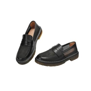 Imagem de CLAKBLRG Mocassins femininos clássicos Penny mocassins femininos modernos para dirigir mocassins femininos, Malha preta, 36