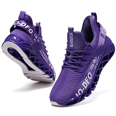 Imagem de FRSHANIAH Tênis Feminino Slip-On Esportivo Para Corrida Blade Jogging Fashion Sneaker Academia Runner Trail Workout Roxo Tamanho 11