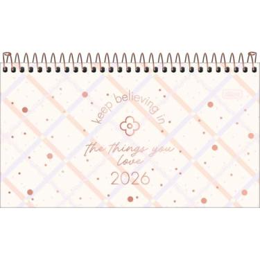 Imagem de Tilibra - Agenda Espiral Semanal de Bolso 16,7 x 8,9 cm Soho 2026 - Fundo Bege com Xadrez