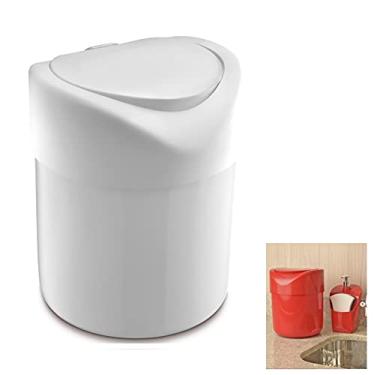Imagem de Lixeira Plástica 4 Litros Tampa Abertura Manual Pia Cozinha Banheiro - UZ363 Uz - Branco