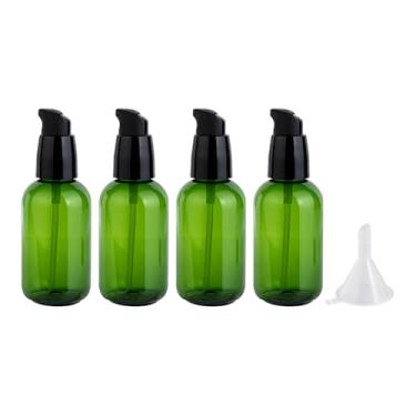 Imagem de ccHuDE 4 frascos de plástico de 80 ml, frascos vazios de loção cremosa, recipientes de cosméticos recarregáveis, frascos de emulsão de viagem, pequeno dispensador de xampu condicionador com 1 funil