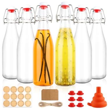 Imagem de UrSpeedtekLive Pacote com 6 garrafas de vidro de 350 ml, garrafas de cerveja flip top de 375 ml com tampa hermética para extrato de baunilha, kombucha, cerveja, kefi, hidromel