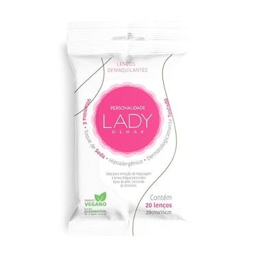 Imagem de Lenço Umedecido Demaquilante Hipoalergêncio Toque de Seda Personalidade Lady Demak 20 unidades 20X15cm