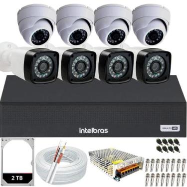 Imagem de Kit 8 câmeras segurança 2 mp Full HD DVR Intelbras 8ch 2TB