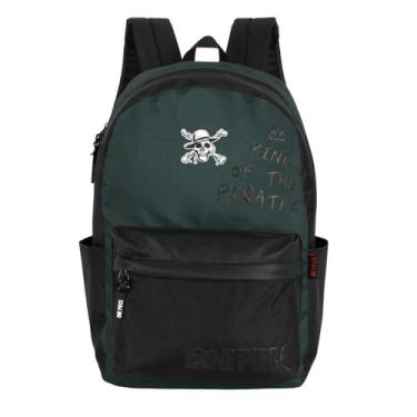 Imagem de Mochila Costas One Piece Juvenil 18'' Meninos Escolar Pirata, Verde