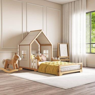 Imagem de Cama Infantil Montessoriana Solteiro Mariana Natural Mel/Branco