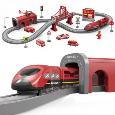 Imagem de Conjunto de trem Wdmiya, operado por bateria, 66 unidades com trilhos 