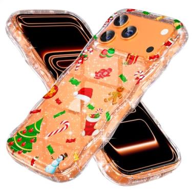 Imagem de Choiche Capa compatível com iPhone 17 Pro Max, capa de celular brilhante brilhante de Natal, linda moldura ondulada encaracolada, capa de proteção contra quedas de nível militar para mulheres e