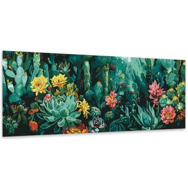 Imagem de SKRYUIE Kits de pintura por números para adultos cacto, tinta a óleo de plantas acrílicas por números para adultos tela iniciante com pincéis, arte de pintura, artesanato para decoração de casa 30 x