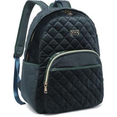 Imagem de Mochila Kika Camurça Feminina Costa Notebook Juvenil Escolar, Petroleo