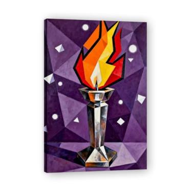 Imagem de Velas prismáticas Impressão em tela de Natal, decoração de parede moderna de férias para sala de estar em casa 30 x 45 cm emoldurada