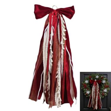 Imagem de Laço de fita sortido para guirlanda, grande laço de veludo vermelho, fita decorativa de encaixe, conjunto de guirlandas, suprimentos para fazer guirlandas para o dia de Ação de Graças, Natal, festa