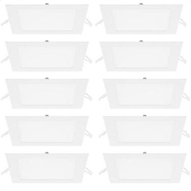 Imagem de Kit 10 Painel De Led Quadrado Embutir 12w Bivolt Taschibra 6500k Frio