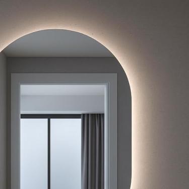 Imagem de Espelho Oval Iluminado Banheiro Quarto Sala 80 X 50 Cm Led Quente E Frio(Led Quente)