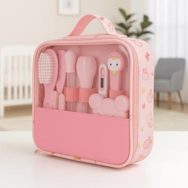 Imagem de Kit Higiene Bebe - Estojo Cuidado Bebe - Bolsa Bebe Organizada e Completa com Tesoura, Pente para Bebe, Termometro, Cortador de Unhas, Lixa de Unhas (Rosa)