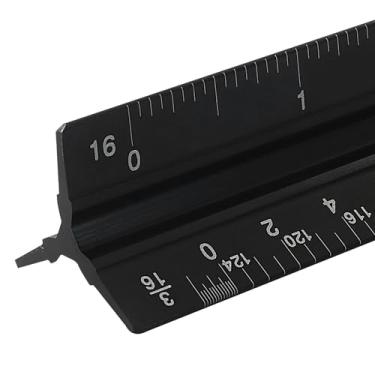 Imagem de Hordion Régua de escala arquitetônica de 30,5 cm, régua de escala triangular, ferramentas de medição de arquitetura de metal de liga de alumínio para arquitetos, engenheiros, desenhistas, estudantes