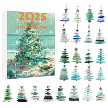 Imagem de Calendário do Advento de Árvore de Natal de Vidro Marinho 2025 | Contagem regressiva de 24 dias inspirada no oceano com 24 ornamentos colecionáveis 3D feitos à mão | Presente exclusivo de decoração de