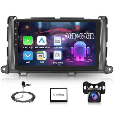 Imagem de Estéreo automotivo 8 núcleos 4G + 64G para Toyota Sienna 2011 2012 2013 2014 5G WiFi sem fio Carplay Android Auto DSP, tela sensível ao toque 1280P rádio automotivo com tela sensível ao toque BT5.0
