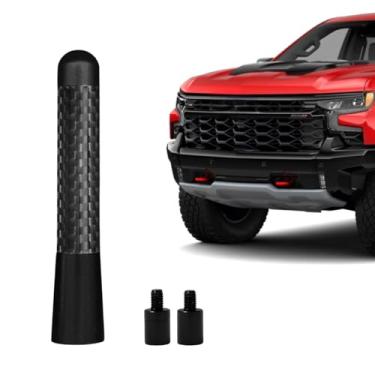 Imagem de Antena de caminhão de fibra de carbono para Chevy Silverado 1500 2500 3500 e GMC Sierra 1999-2025, acessórios para caminhões Chevy Silverado, antenas de vídeo de carro curtas (7,5 cm - fibra de