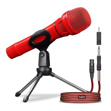 Imagem de Microfone dinâmico XRL – Microfone vocal profissional para cantar – Microfone de mão premium com fio com cabo de áudio XLR de 4,9 m para 1/10.2 cm – Microfone para alto-falante, mixer, amplificador e