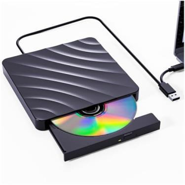 Imagem de QDSYLQ Externes DVD CD Laufwerk USB: DVD Brenner Extern CD Laufwerk für Laptop PC, Externe Optische Laufwerke +/-RW ROM, Externer CD/DVD Brenner und Player für Windows 11/10/8/7/XP Linux Vista MacOS