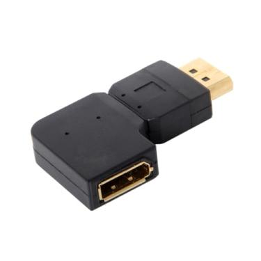 Imagem de xiwai DisplayPort Adaptador de extensão macho para fêmea ângulo esquerdo 90 graus de alta velocidade para monitores, projetores