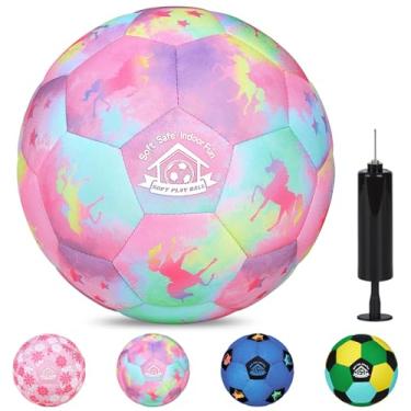 Imagem de Lemmeko Bola de futebol infantil tamanho 3 bola de futebol infantil, bolas de futebol silenciosas, presentes para meninos e meninas de 1 a 5 anos, bolas de futebol de espuma macia com bomba