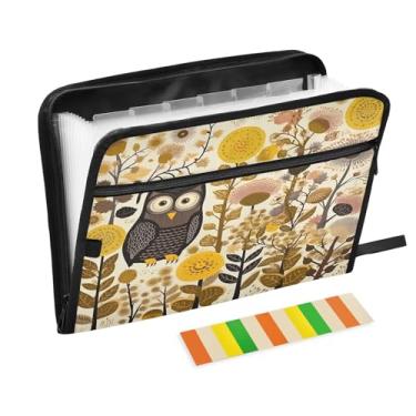Imagem de Wassud Coruja fofa com 13 bolsos, organizador de arquivos sanfonados, pastas expansíveis com abas e adesivos, organizador de pastas de documentos de recibo de papel tamanho carta A4 para viagens de