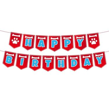Imagem de Banner de Aniversário com Estampa de Pata Cachorro, 3m Painel Fundo para Festa Aniversário com Tema Desenho Animado Banner Pendurar na Parede Artigos para Festa Meninos e Meninas