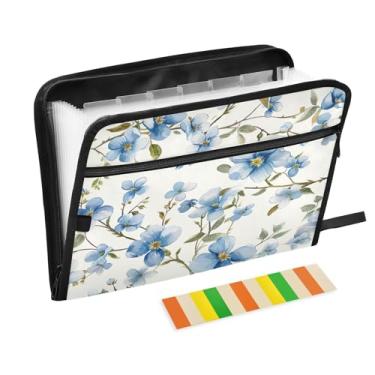 Imagem de Wassud Aquarela Azul Pintura Acordeão Arquivo Organizador Letra A4 Pasta de Arquivo de Papel Organizador de Documentos Folio com Etiquetas Pasta de Arquivo Expansível 13 Bolsos