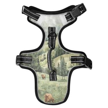 Imagem de STAYTOP Peitoral verde para cães/gatos de fazenda, ajustável, macio, acolchoado, peitoral para animais de estimação, refletivo, sem asfixia, clipe frontal de fácil controle para cães/gatos - P