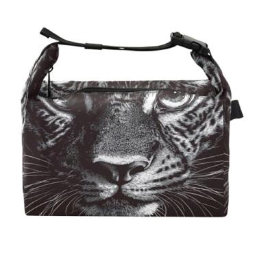 Imagem de STAYTOP Lancheira com face de leopardo com fivela de alça, lancheira isolada para meninos e meninas, lancheira térmica para trabalho escolar