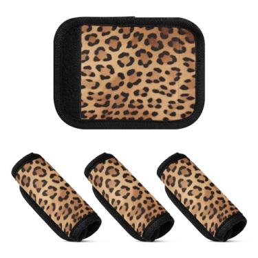 Imagem de Qilmy Pacote com 4 identificadores de bagagem com estampa de leopardo elegante para carrinho de bebê, mala de viagem, acessórios de viagem 171