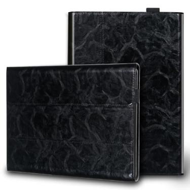 Imagem de Gexmil Capa de couro compatível com Surface Pro de 12 polegadas 2025, com suporte para lápis, teclado tipo suporte, fecho magnético, capa de negócios para portfólio multiângulo, preta