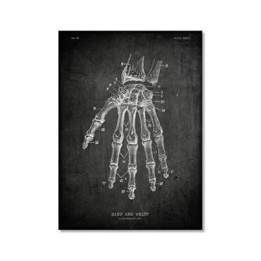 Imagem de Arte vintage de anatomia humana – pintura em tela de educação médica esqueleto humano gaiola cérebro coração anatomia pôster para decoração de casa de clínica hospitalar (SKU11,20.3x30.5 cm = (20 x 30