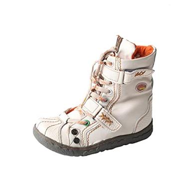 Imagem de TMA EYES Bota feminina de couro sintético lavado com tira dupla e forro de pele sintética, Branco, 38