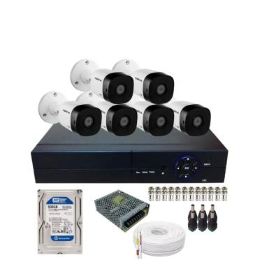 Imagem de Kit 6 Câmeras Intelbras 1120b Hd  Dvr 08 Canais Com Hd 500gb Instalado