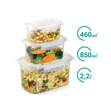 Imagem de Conjunto Pote Plástico Pequeno Médio e Grande Com Travas 3un