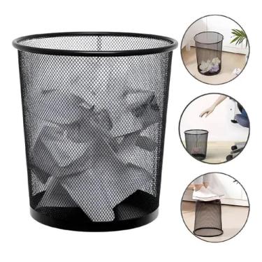 Imagem de Cesto Lixeira Aramada De Metal 10l Telado Vazado Escritorio Sala Consultorio Decorativo Preto