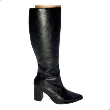 Imagem de Bota Feminina Ramarim Salto Alto Cano Longo Napa Shine Plus Preto