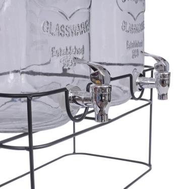 Imagem de Kit 2 Suqueiras 5L Cada de Vidro e Suporte Metal e Torneira