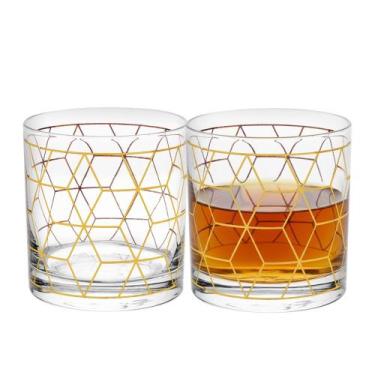Imagem de Jogo 2 Copo de Whisky Vidro Baixo para Drink Whiskey Uisque Detalhe Do