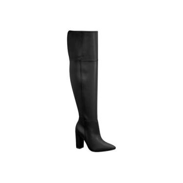 Imagem de Bota Vizzano Montaria Ziper Cano Longo Com Salto Alto Preto, Preto, 35