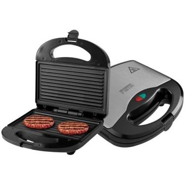 Imagem de Sanduicheira Fama FGR01PI Preto e Prata 700W  - Antiaderente Controle 