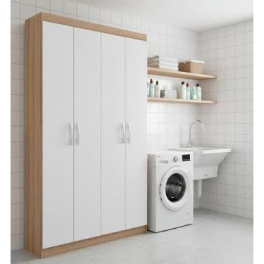 Imagem de Armário Multiuso 4 Portas 8 Prateleiras Milão Espresso Móveis Branco/D