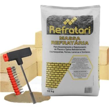 Imagem de 2 Massa Refrataria Seca 10kg Churrasqueira Forno + Brinde