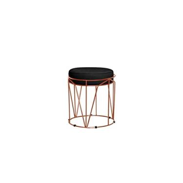 Imagem de Puff Aramado Redondo Bronze Babu Suede Preto - V&G Decor