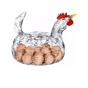 Imagem de Galinha Porta Ovos Cesta Aramada Gourmet Decorativa