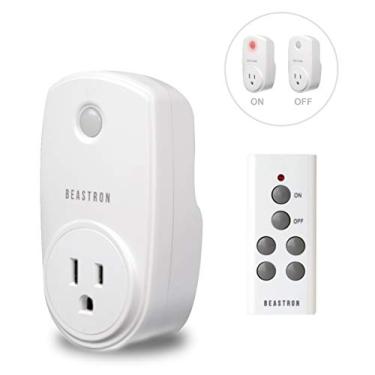 Imagem de Beastron Interruptor de tomada elétrica de controle remoto para luzes e aparelhos domésticos com 30 m. Alcance, branco (1 pacote)