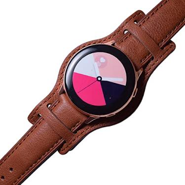 Imagem de Pulseira 20mm Bracelete de Couro compativel com Samsung Galaxy Watch 3 41mm, Galaxy Watch Active 40mm, Galaxy Watch Active 2 44mm, Galaxy Watch 42mm - Marca LTIMPORTS (Marrom)